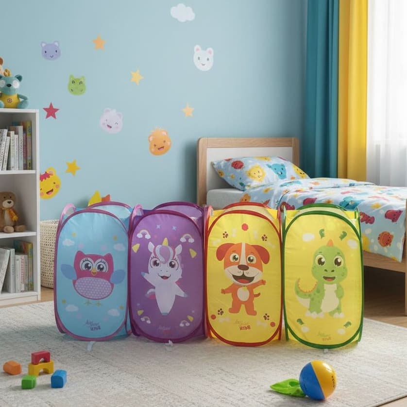 Cesto Organizador Brinquedos Roupas Infantil Dobrável Criança Menino Menina Interativo