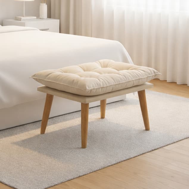 Puff Decorativo Opala Slim Tecido Suede Pés Retrô Várias Cores