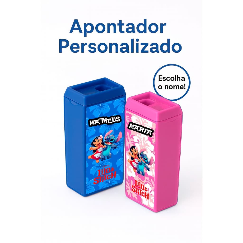 Apontador Escolar Lilo e Stitch Com Deposito - Personalizado COM NOME Presente