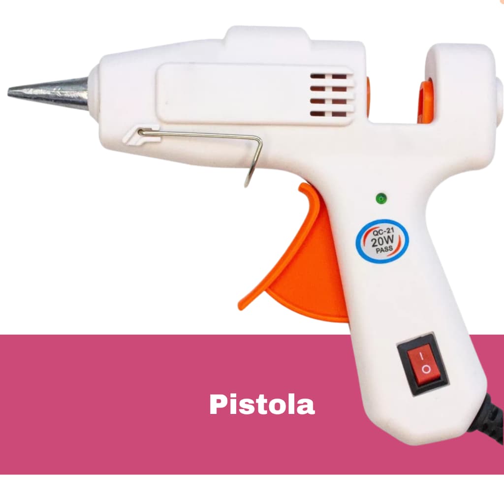 Pistola De Cola Quente Bivolt 110 / 220v com botão liga e desliga Artesanato Profissional 20W para Cola de 7mm