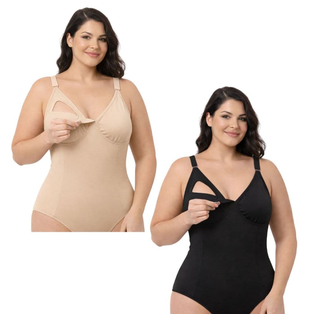 Kit 2 Body Amamentação Modelador Redutor Aperta Barriga Plus Size Segunda Pele Suplex Sem Bojo Feminino