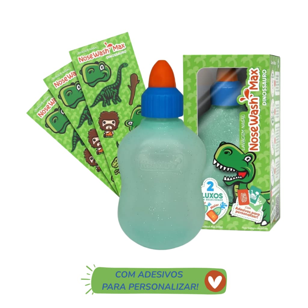 Garrafa de lavagem Nasal Infantil Nosewash Max Dinossauro - 240ml