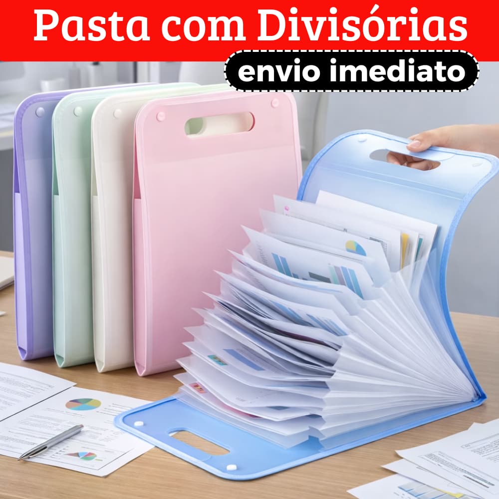 Pasta Sanfonada Com 12 Divisórias Pasta Prancheta Tamanho A4 Escritório Escolar