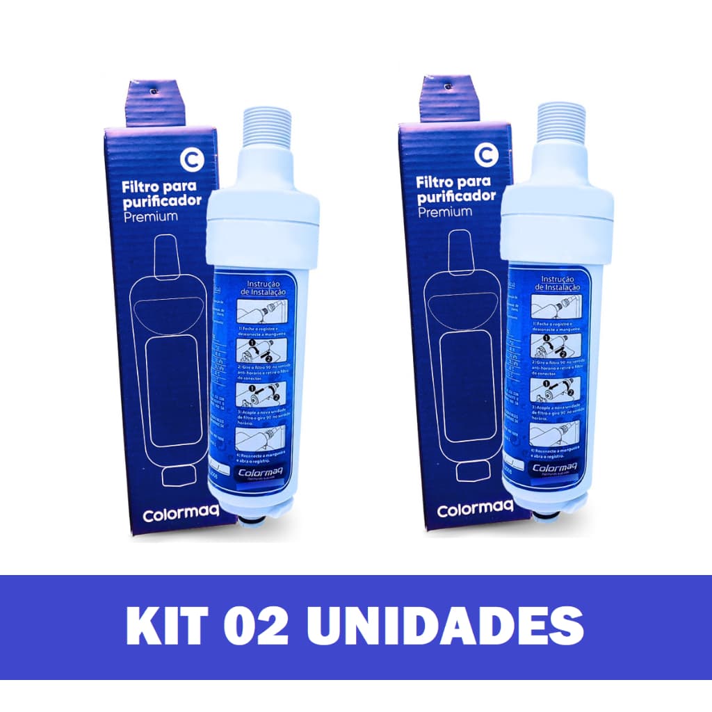 Refil Filtro Vela Purificador de Água Carvão Ativado Original Colormaq Premium Kit 2 unidades