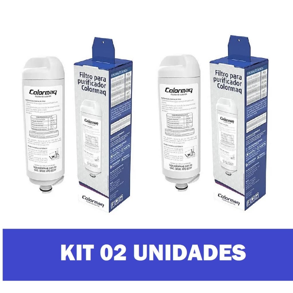 Refil Filtro Vela Purificador de Água Carvão Ativado Original Colormaq Acqua Kit 2 unidades