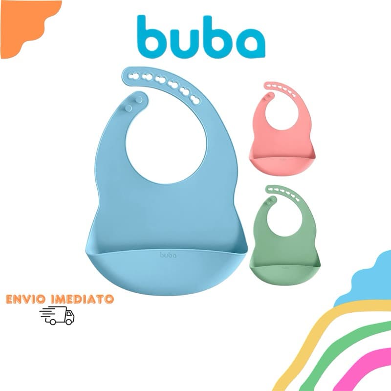 Babador Buba Silicone Impermeável Pega Migalhas Liso Bebê