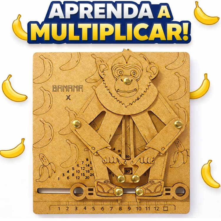 Macaco da Multiplicação Aprenda Tabuada Brincando Material Didático Brinquedo Educativo de MDF