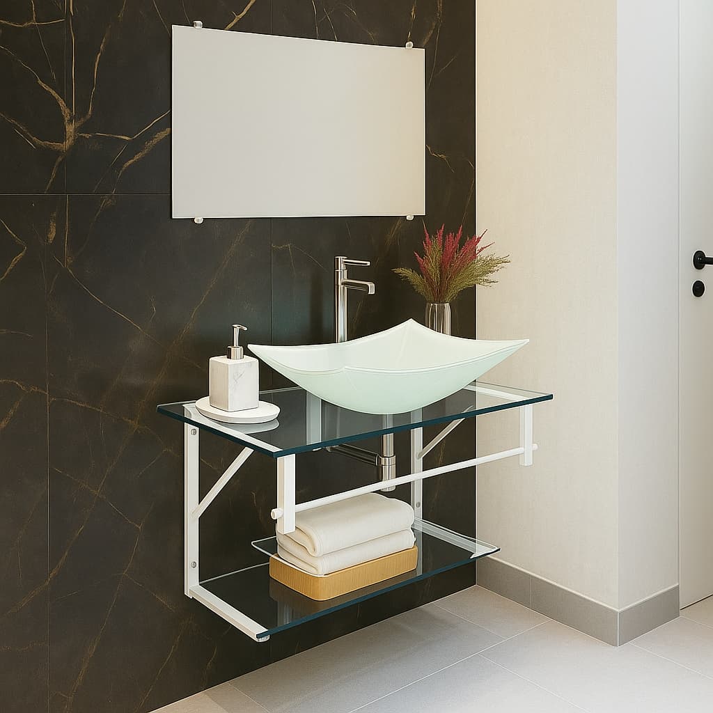 Gabinete de Vidro Para Banheiro 40cm 50cm 60cm Cores Variadas