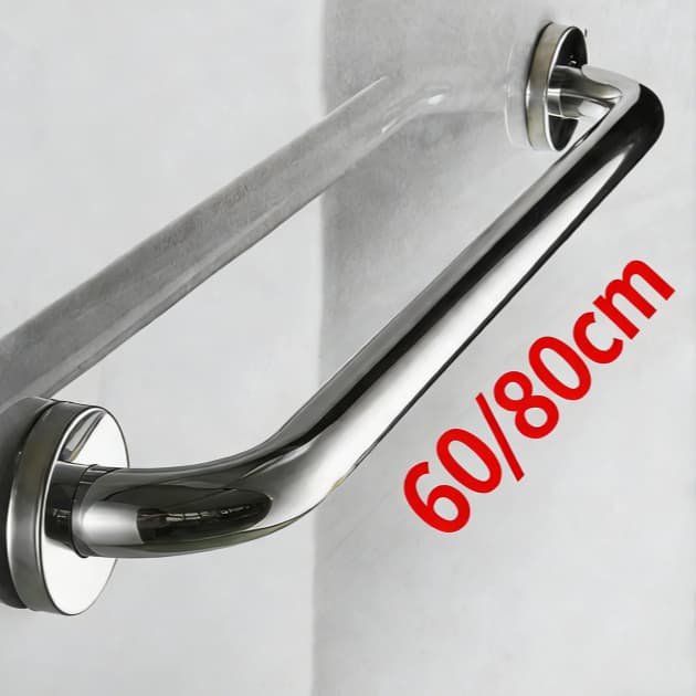 Alça de Apoio Inox Barra 60/80cm Acessibilidade Segurança Idoso Banheiro Box Parede Corrimao Suporte Anti Queda