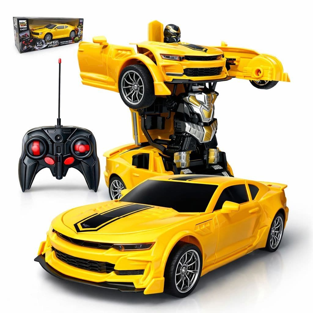 Carrinho Controle Remoto 2 em 1 Vira Robô Transformers Brinquedo
