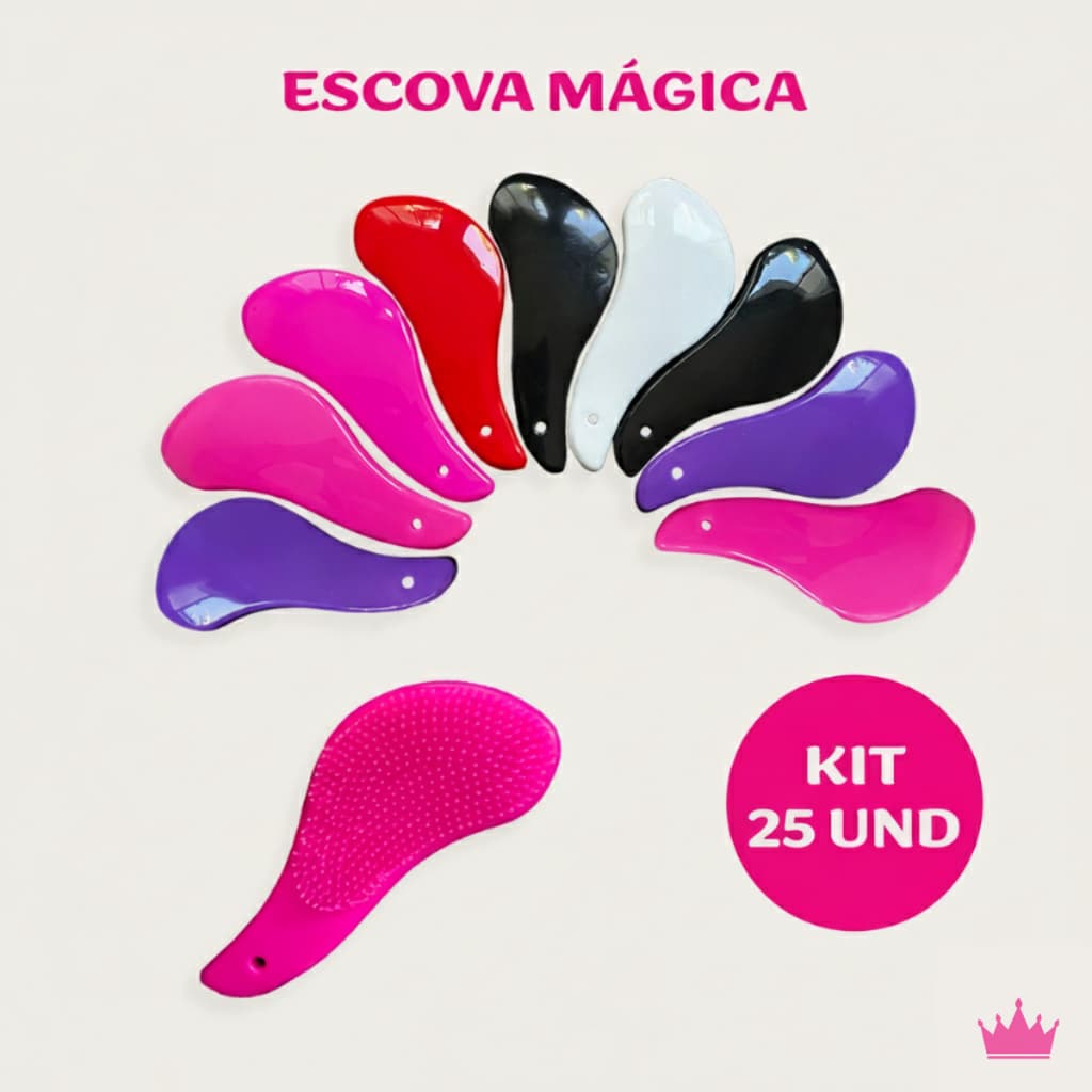 Kit 25 Escova Mágica Para Cabelo Anti Frizz Desembaraça com Facilidade