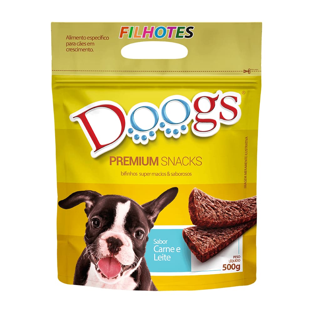 Bifinho Premium Para Cães Filhotes Sabor Carne e Leite 500g DOOGS