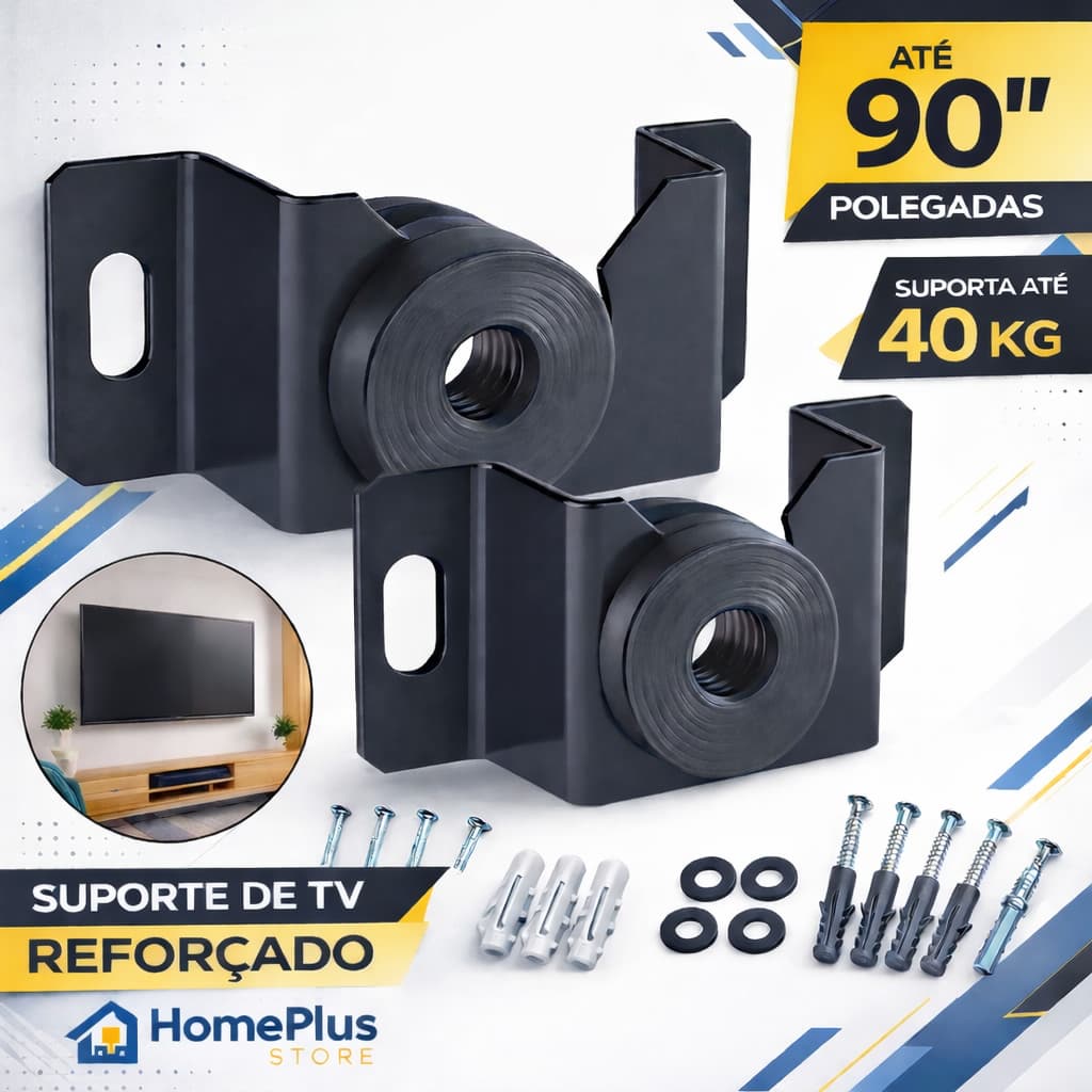 Suporte Fixo Universal Brasforma para TV 10” a 90” Aço Reforçado Fácil Instalação