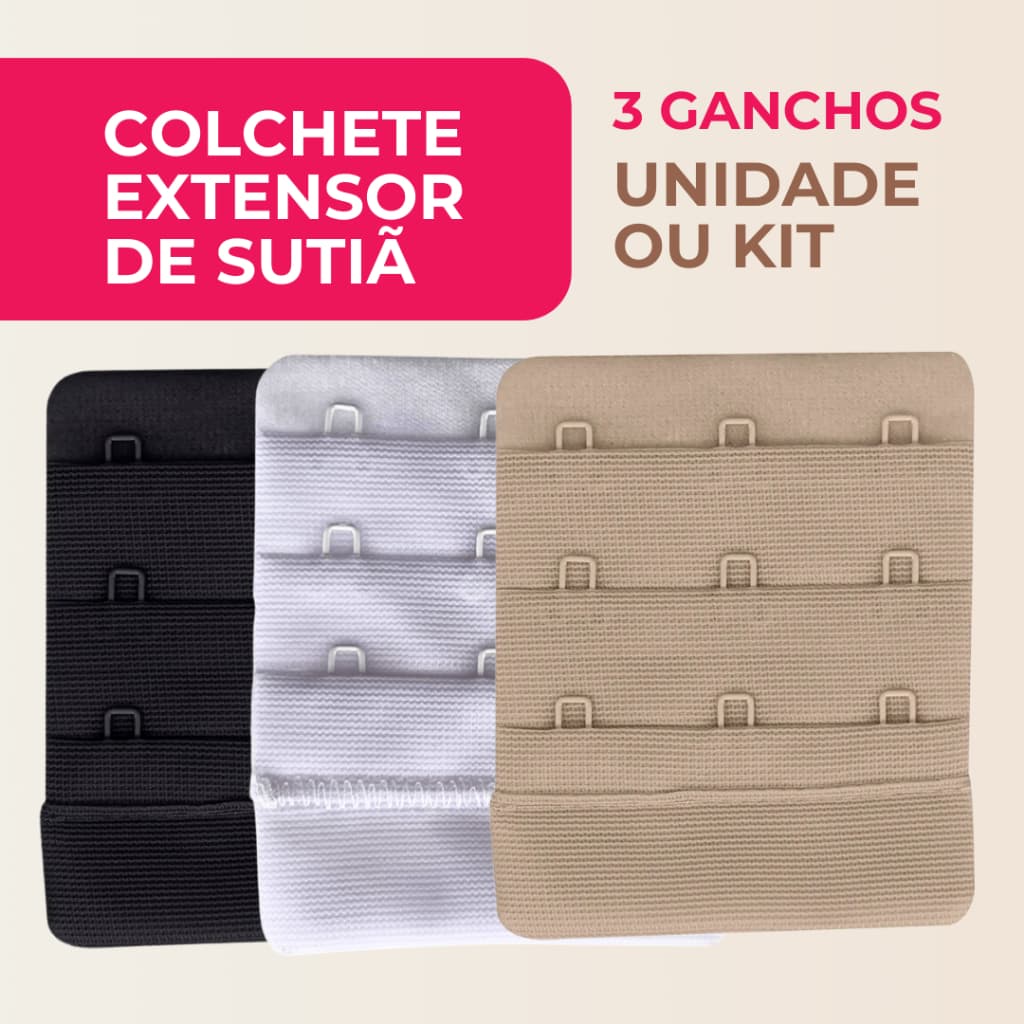 Colchete Extensor Para Cós De Sutiã Tamanho 3 Ganchos Plus 079