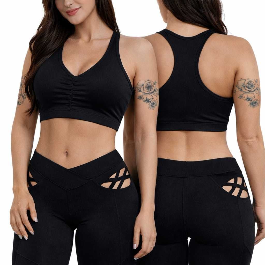Kit 4 Tops Fitness Feminino Regata Bojo Removível Cropped Nadador Confortável Academia