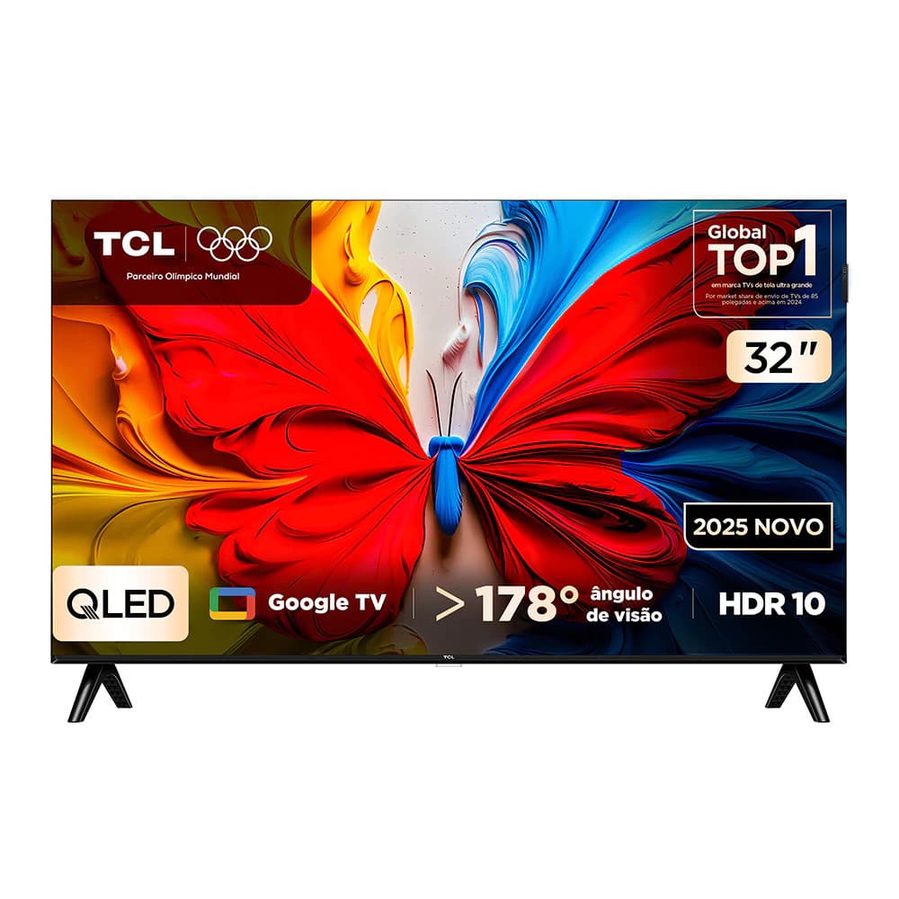 Smart TV TCL 32 Polegadas HD QLED S5K WiFi Bluetooth Google TV 2 HDMI HDR10 Dolby Audio 32S5K