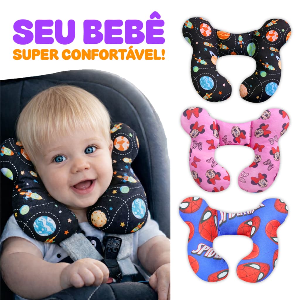 Almofada de Pescoço Infantil para Viagem Bebe Conforto Confortável