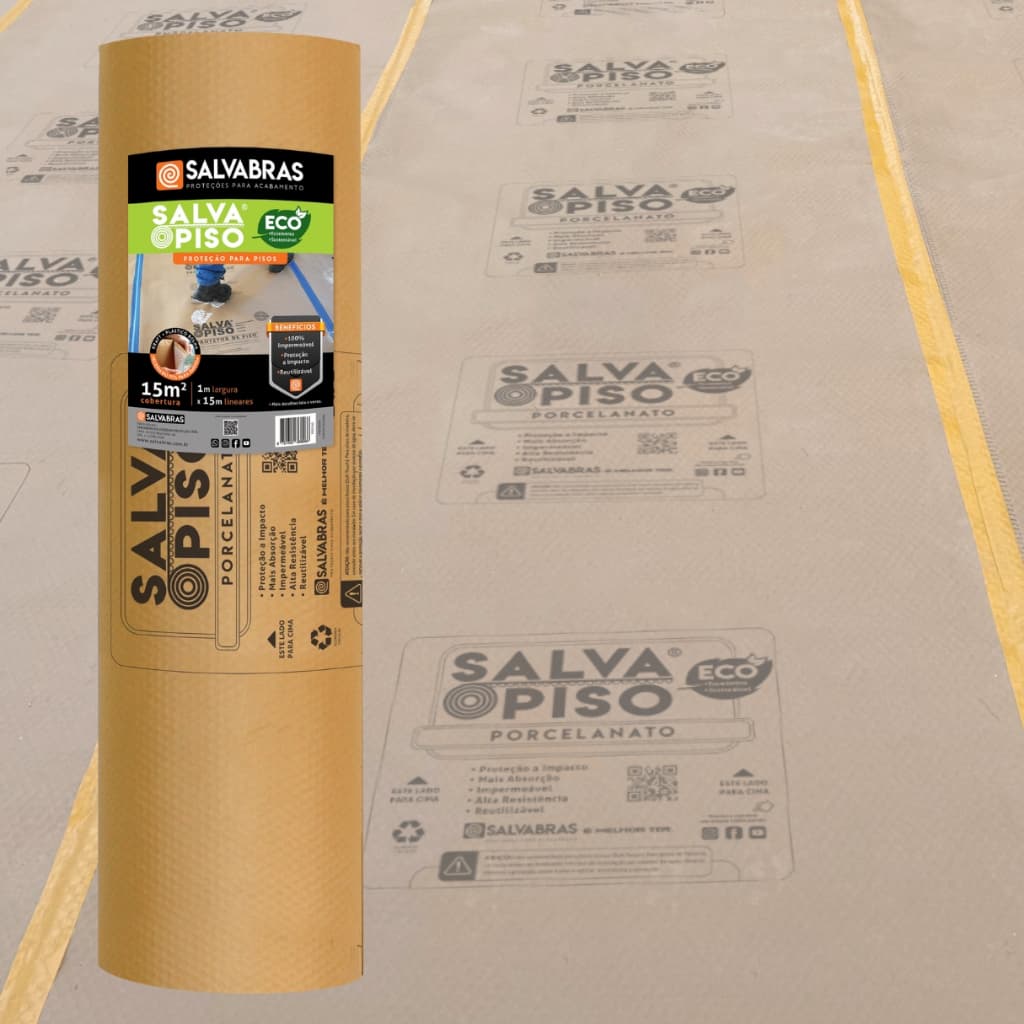 Salva Piso ECO 1,00m x 15m Proteção de piso p/ obras e reformas bobina de papelão Salvabras