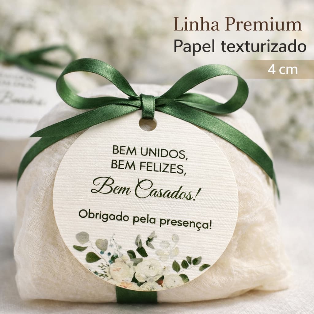 Tag Para Bem Casado Casamento Premium – Papel Texturizado 4cm Com Furo
