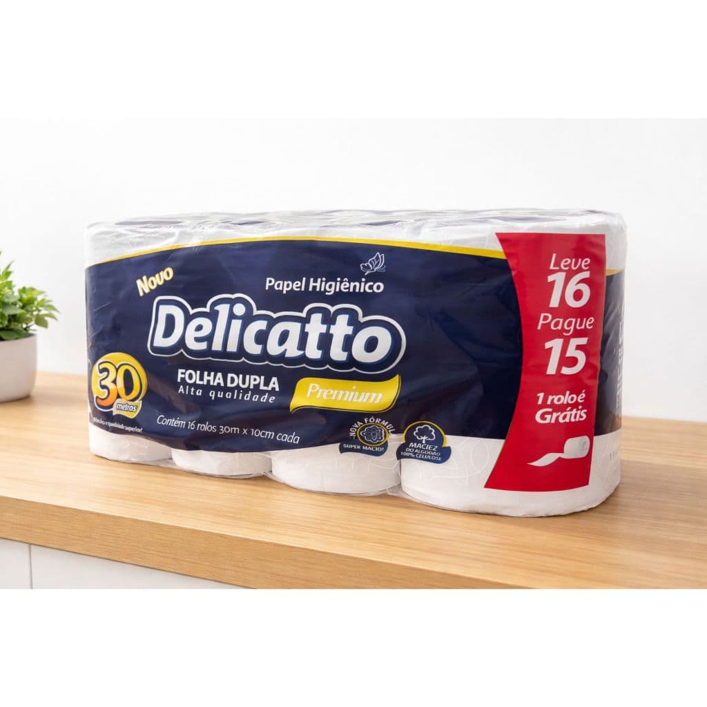 Papel Higiênico Delicatto Folha Dupla c/16 rolos de 30 metros Promoção
