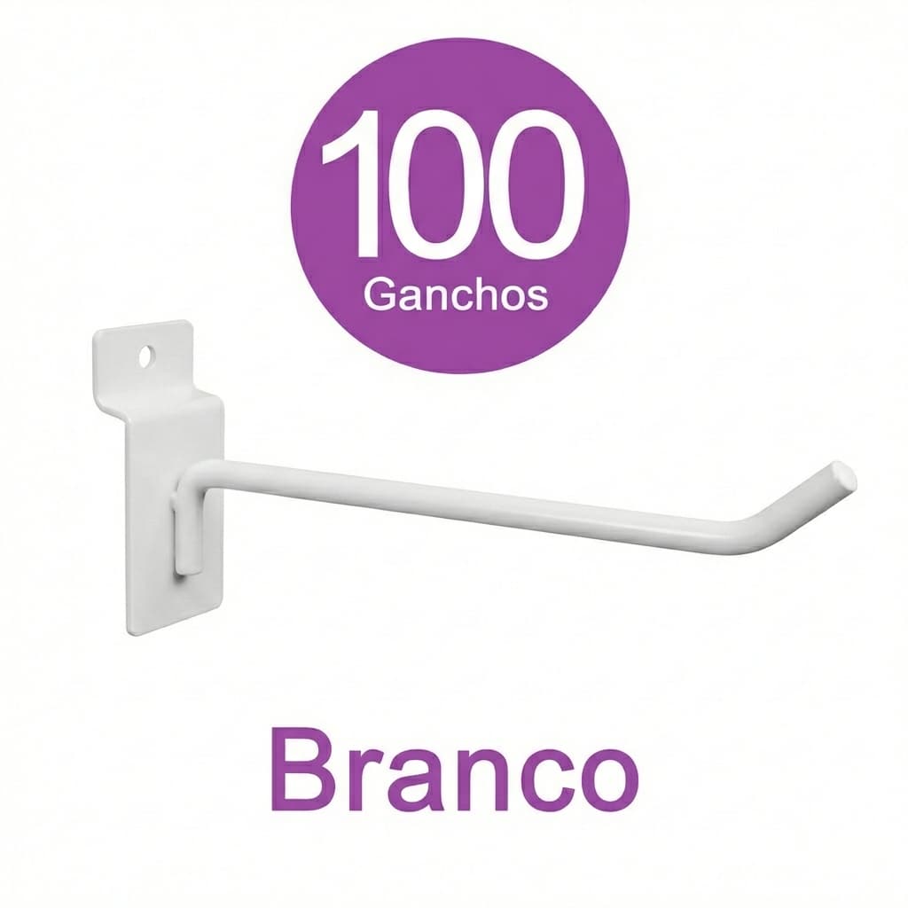 100 Unidades Gancho Painel Canaletado 15 cm Branco