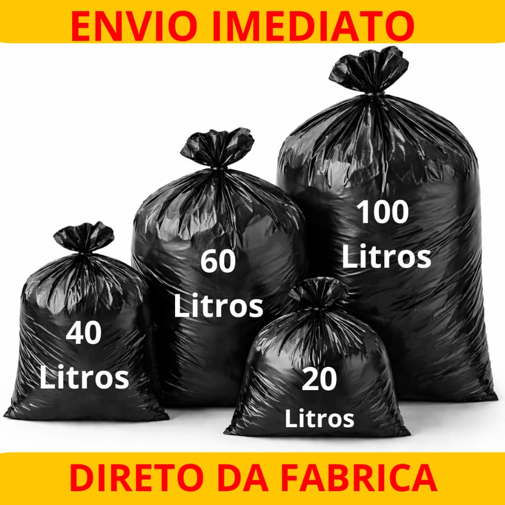 Saco de Lixo Preto Vários Tamanhos 20/40/60/100 Litros Alta Qualidade