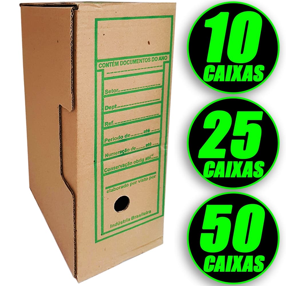 Caixa Arquivo Morto Organização Registros Escritório Empresa 10 25 50 Caixas
