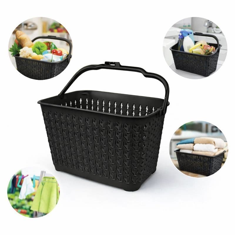 Cesto Com Alça organiza Prendedor de Roupas Lavanderia Preto