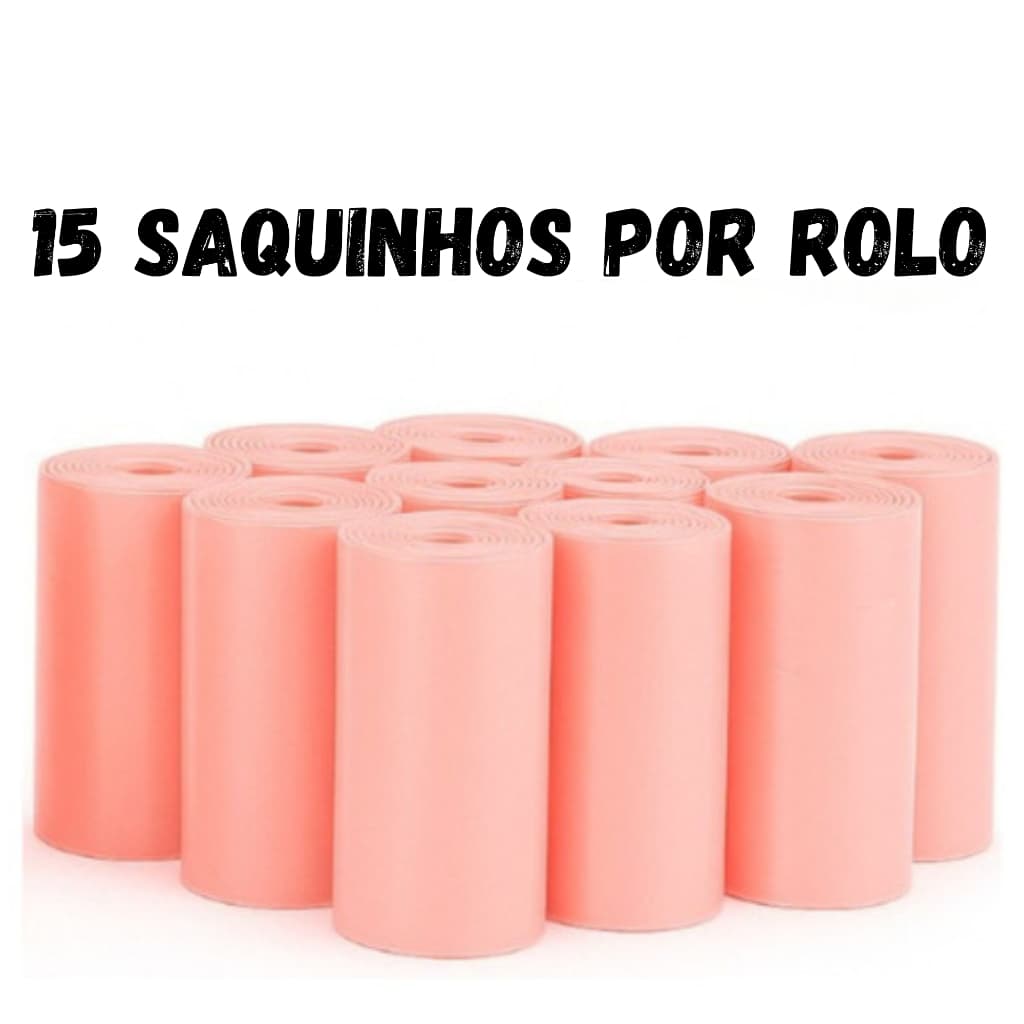 Saquinhos Pet Higiênicos, Cata Cocô Kit Rosa 6 rolos 90 saquinhos
