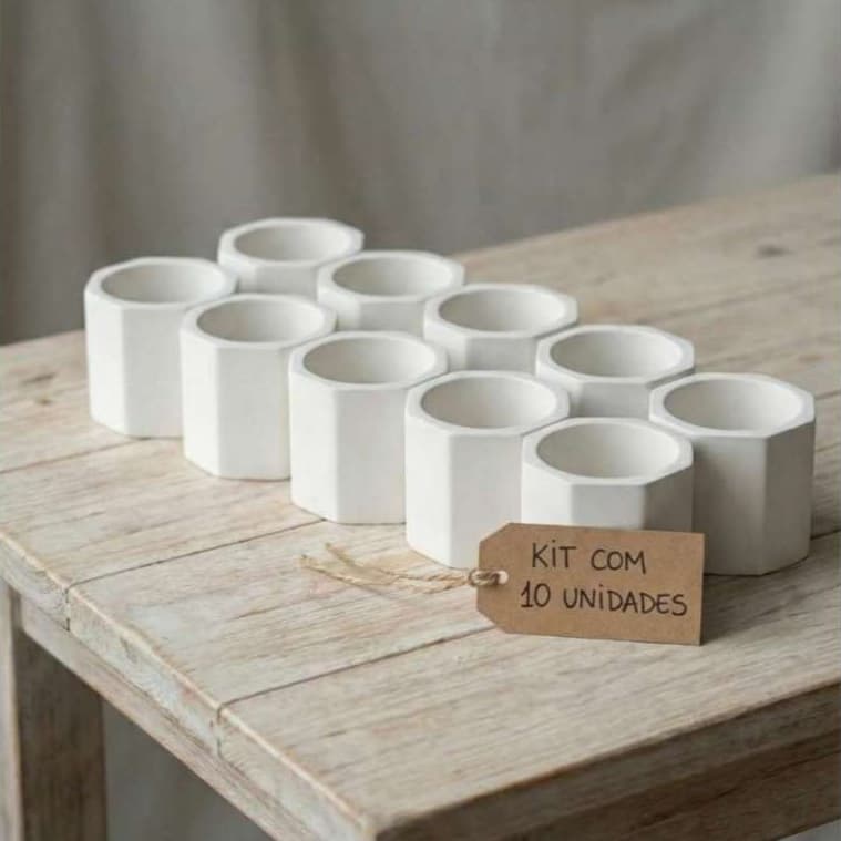 KIT 10 Mini Vaso Minimalista em Gesso – Lembrancinhas/Formatura/Decoração