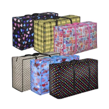 Kit 5 Sacola Paraguai Grande Com Zíper Sacola de Feira Viagem Compras Viagens Sortidas