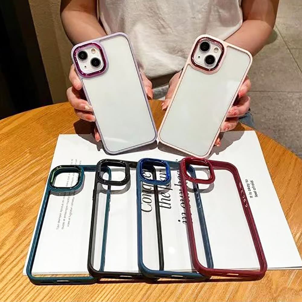 Capa Transparente Premium com Moldura de Câmera Eletroplated Para iPhone 11 12 13 7G/8G 7PLUS/8PLUS