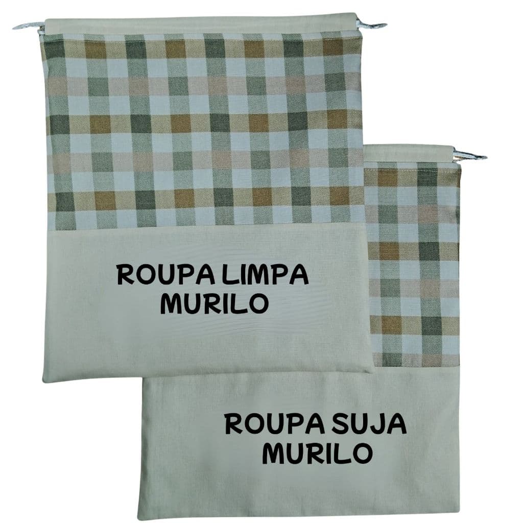 Saquinho Organizador Personalizado Nome Impermeavel Roupa Suja Limpa Maternidade Bolsa Mochila Mala