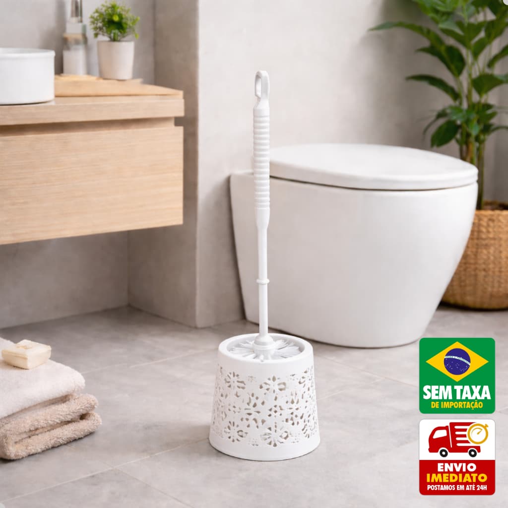 Escova Sanitária Plástica com Suporte Higiênico Design Vazado Elegante para Banheiro