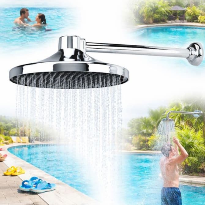 Chuveiro Fria Para Piscina Jardim Quintal Com Ducha Cromada