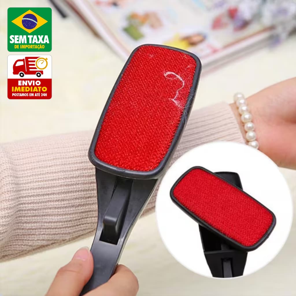 Escova Tira Pelos Giratória Eletrostática para Roupas Tecidos Estofados Carpete Papa Fiapos