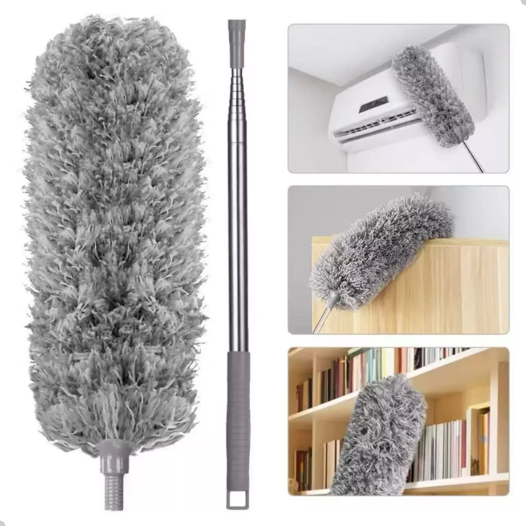 Espanador Retrátil Telescópico 2,8m Microfibra Lavável Limpa Teto Ventilador Ar Condicionado