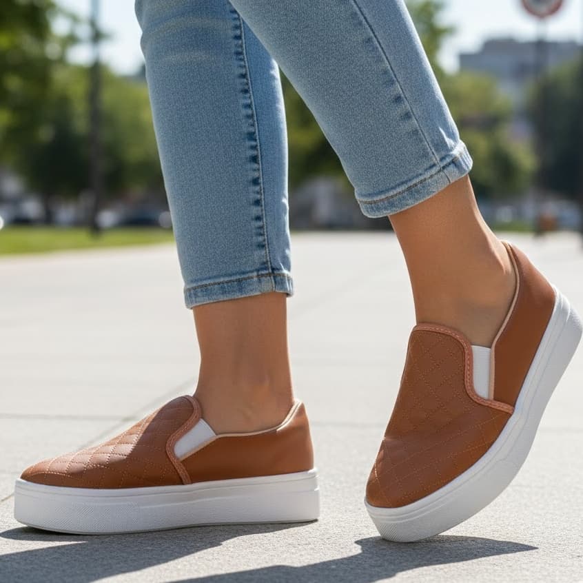 Tênis Slip On Feminino Calce Fácil Variações Quadradinho