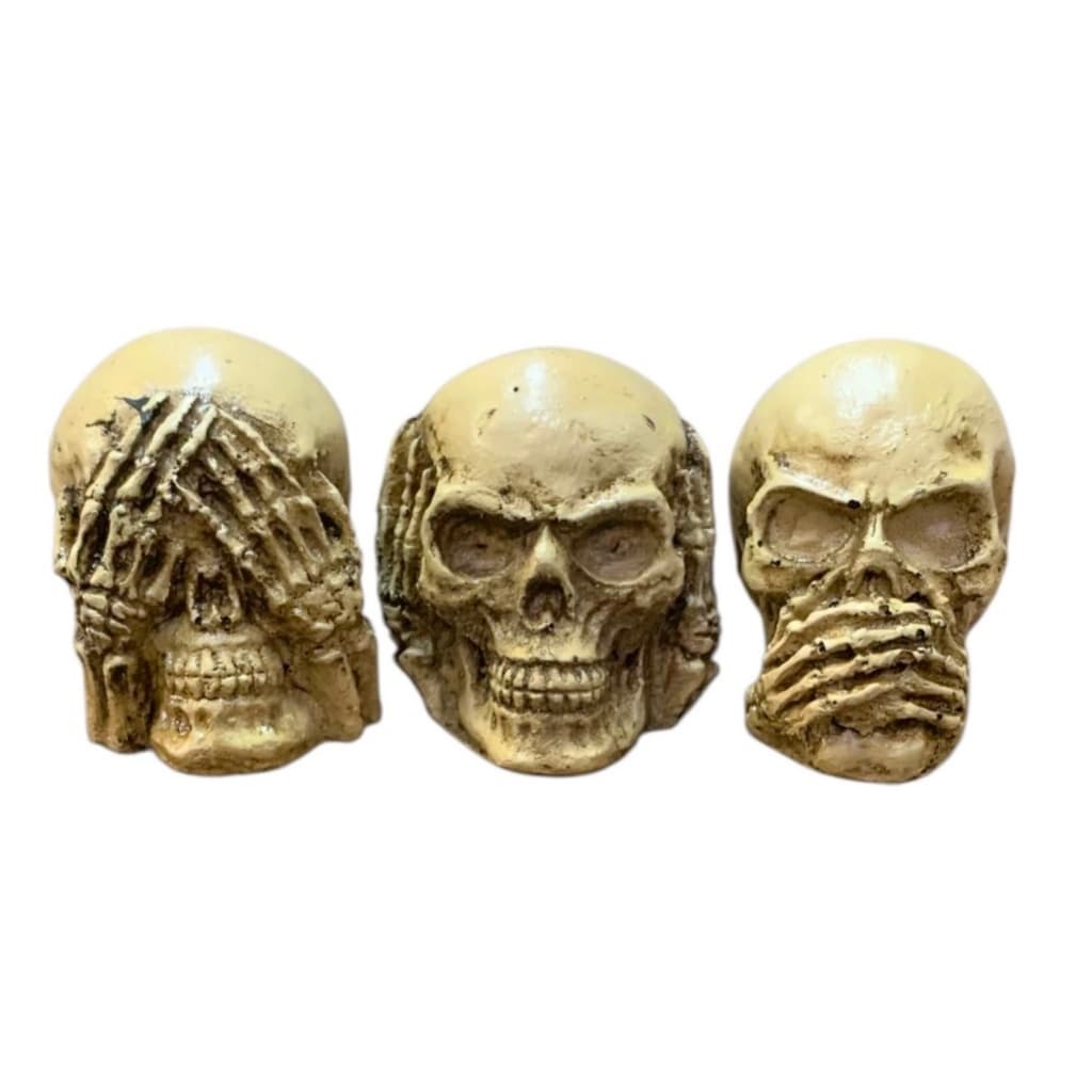 Trio Sábio Caveira Sega Surda e Muda Crânios em Resina