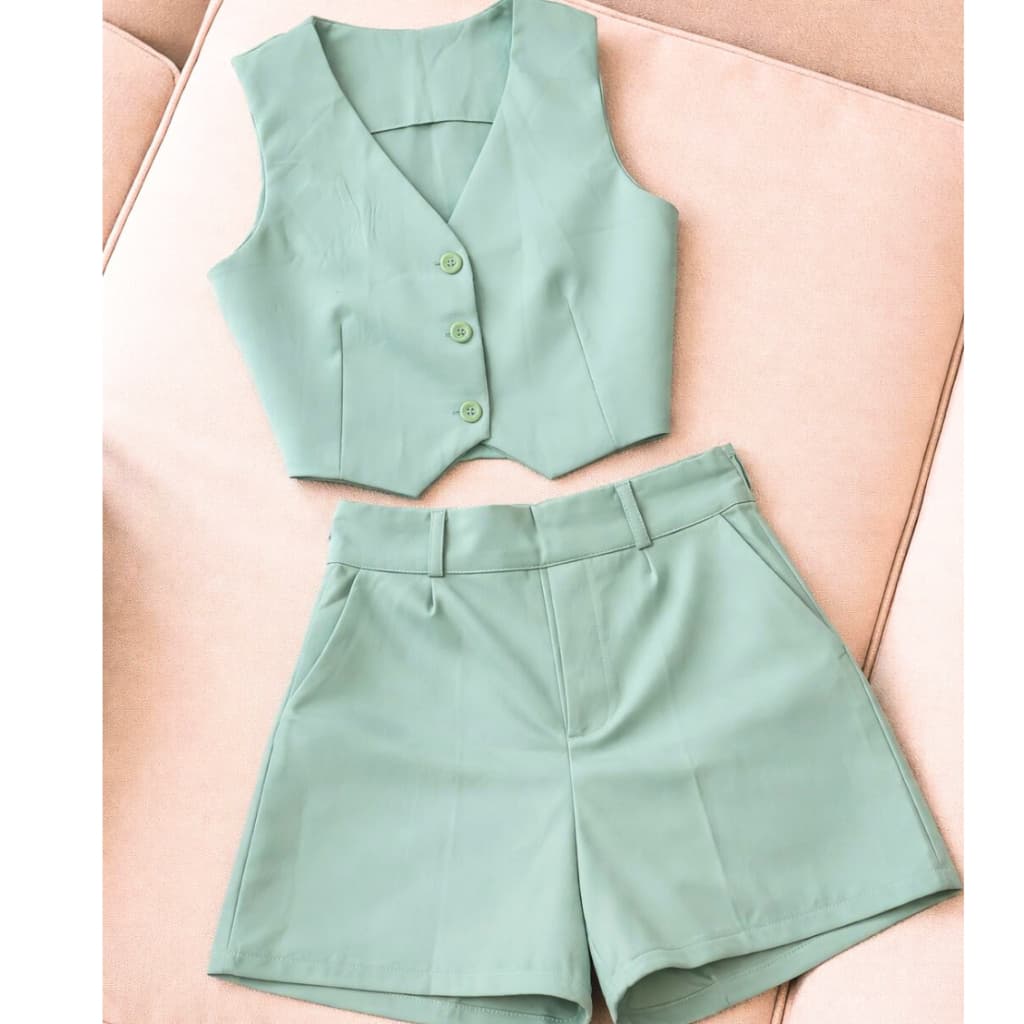 CONJUNTO FEMININO ALFAIATARIA LUXO - SHORT E COLETE SOCIAL PREMIUM