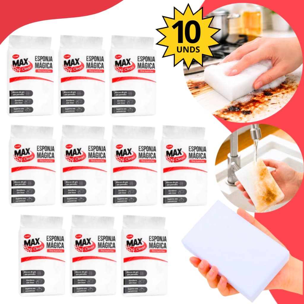 Kit 10/20/30 Esponjas Mágica Bucha Melamina Tira Mancha Riscos Limpa Desengordura Tudo Multiuso