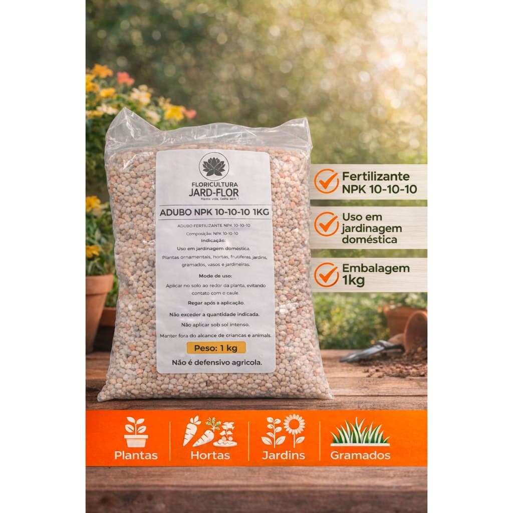 Adubo Fertilizante NPK 10-10-10 para Jardinagem, Hortas e Plantas – 1kg