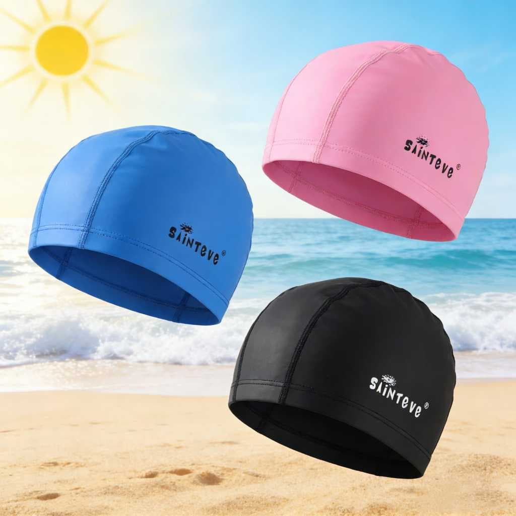 Touca de Natação Profissional Unissex  Material PU Durável Ideal para Cabeças Grandes 36cm*16cm