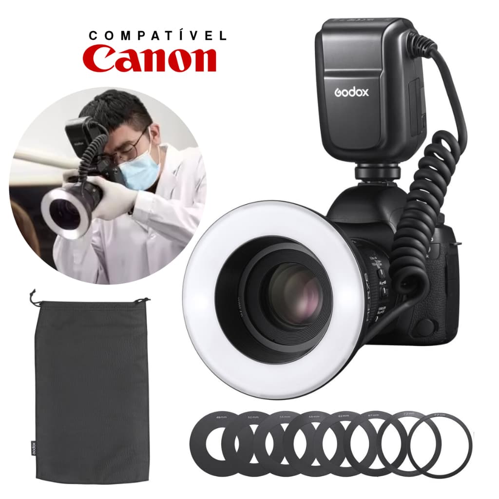Flash Circular Odonto Macro Godox Mf-r76 Ttl Para Câmeras Canon DSLR Mirrorless
