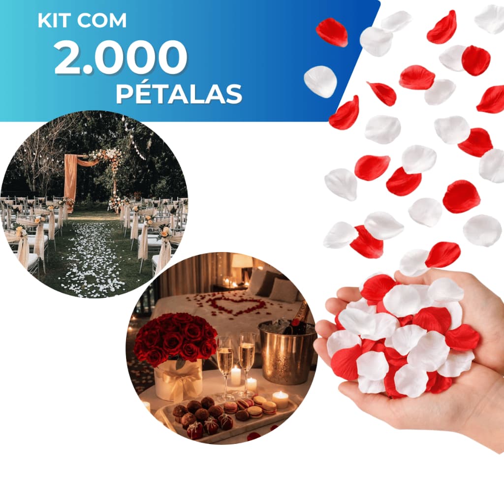 2000 Pétalas De Rosas Artificiais Branca ou Vermelha Casamento Festas Noivas Decoração Kit Romântico 1000 Pétalas