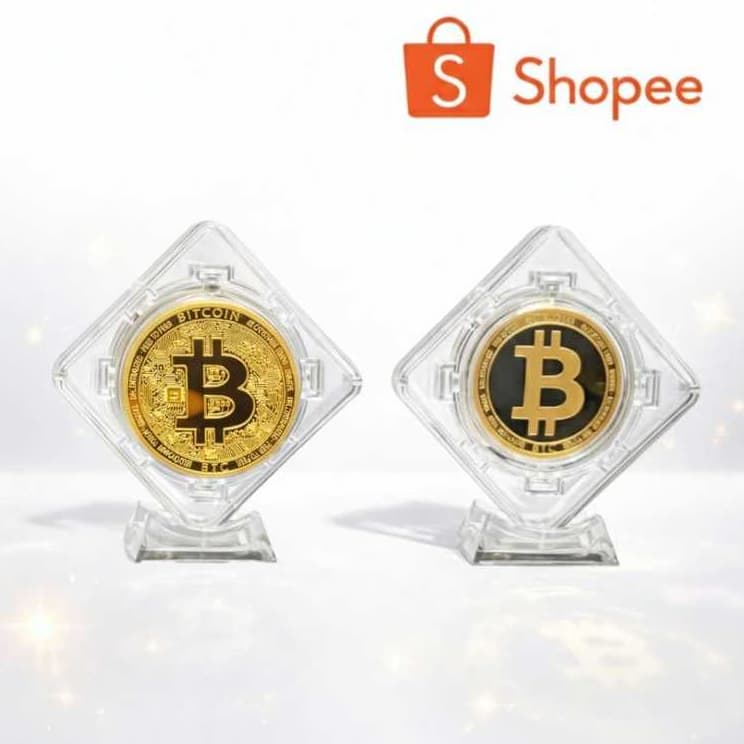 Suporte Articulado Premium com Moeda Bitcoin Decorativa