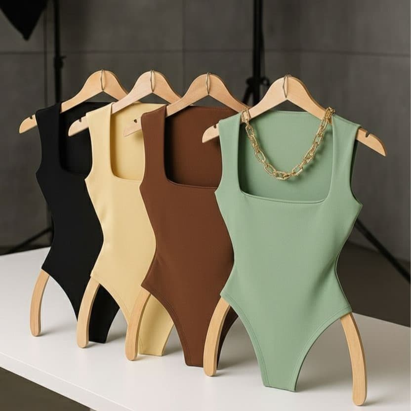 Body Feminino Regata Decote Quadrado Com Forro Suplex Alça Larga Collant Casual Bori Estilo Blogueira Tendencia Elegante