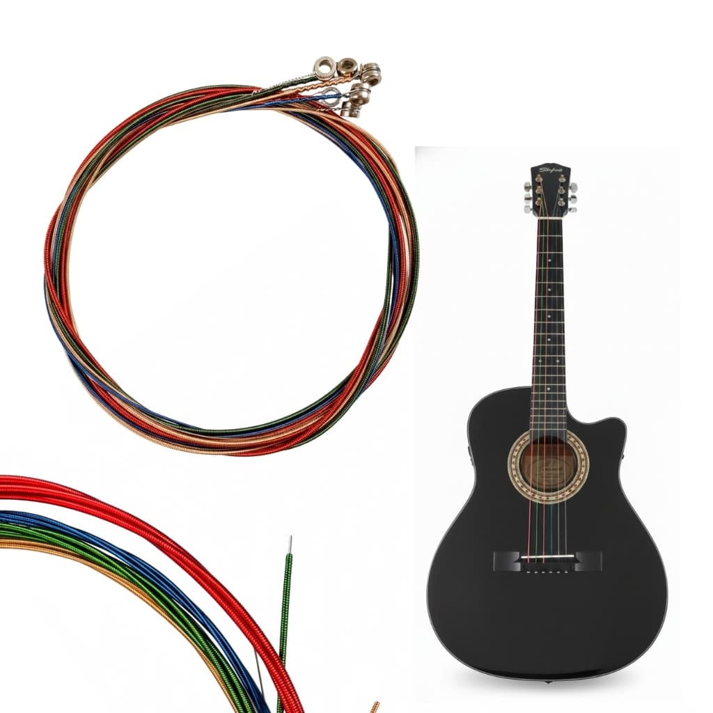 Jogo de cordas de violão 6 cordas de aço para violão colorida