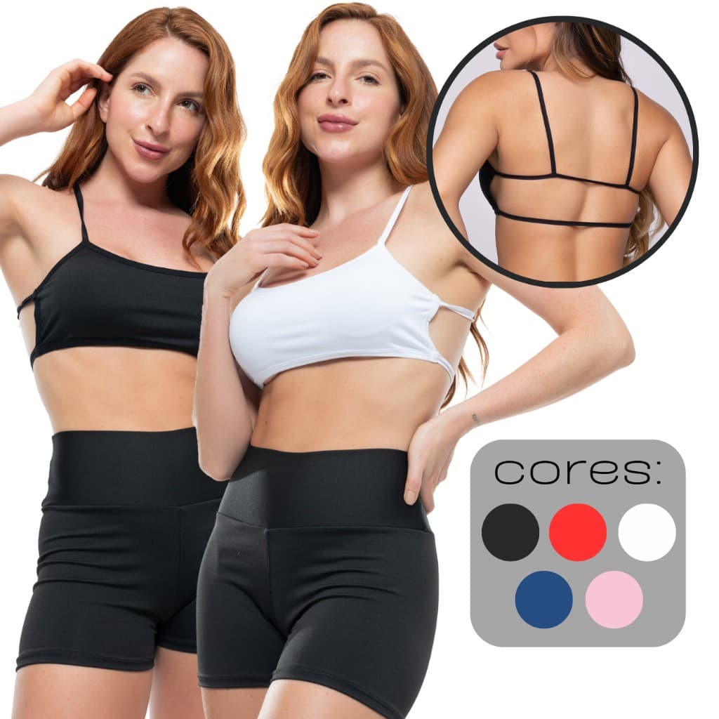 Top Fitness Cropped Faixa Costa Nua Alcinha Sem Bojo Moda Blogueira