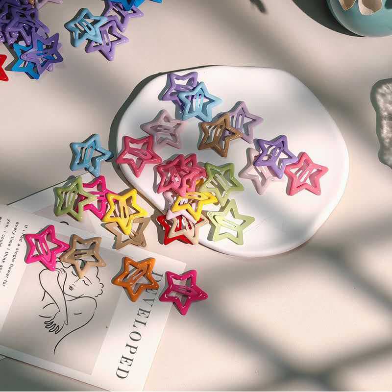 Kit 50/100 Peças Grampos De Cabelo Estrela Dopamina Cor Doce Para Mulheres, ModaPresilhas